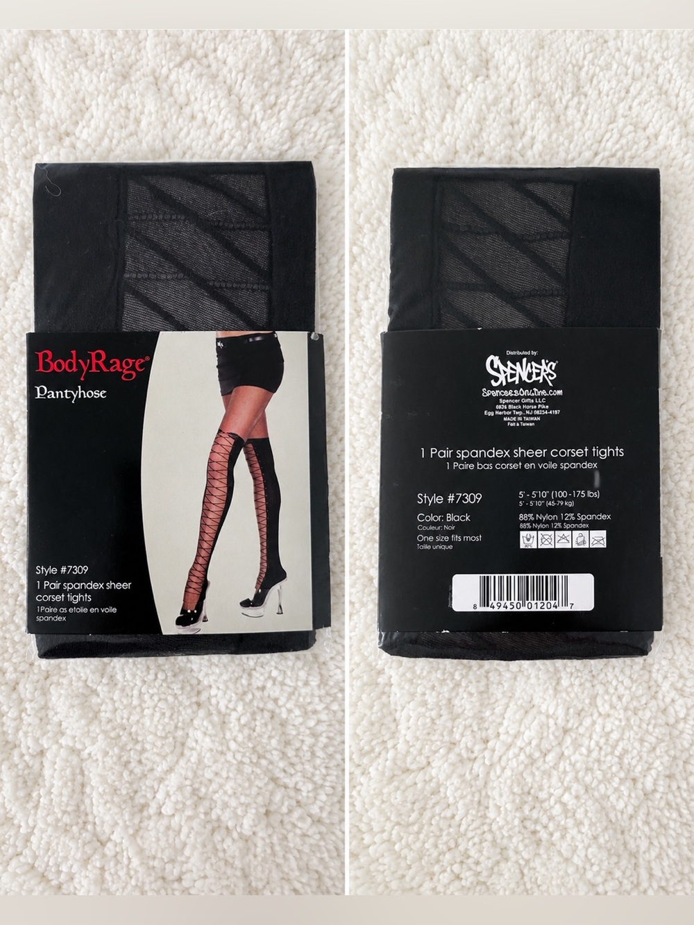 BodyRage Corset Tights Pantyhose Black Goth Alt Y2K NIP